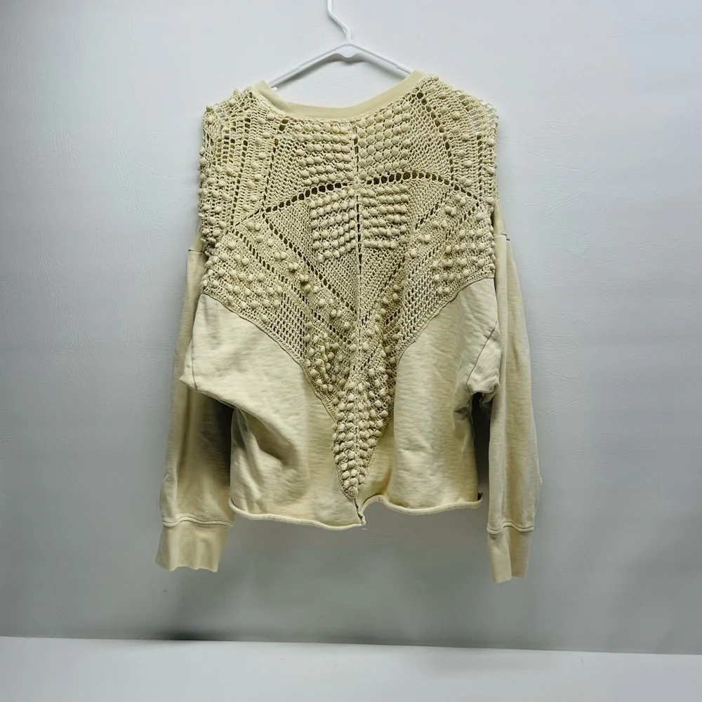 Free people crochet crop sweatshirt size M